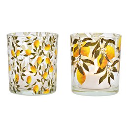 Lantern lemon decor made of glass, 2-fold, yellow/green (W/H/D) 9x10x9cm