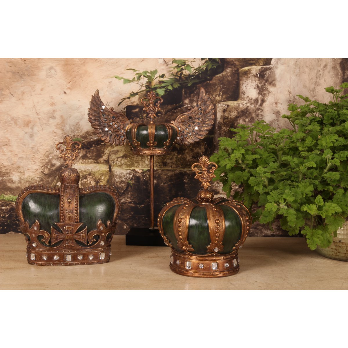 Königskrone auf Ständer 36,5 cm - Grün/Gold