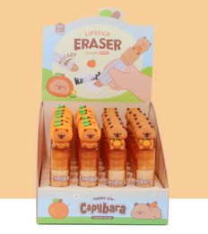 Capybara Lipstick Erasers - Kawaii Rotary 24pcs