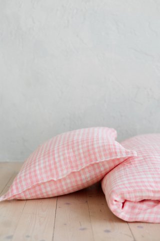 TISU kinderdekbedovertrek en kussensloop, Roze Gingham