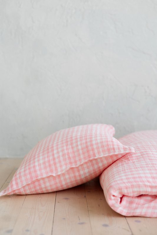 TISU børnedynebetræk & pudebetræk, Pink Gingham