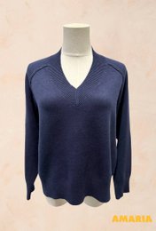 Jersey punto canalé manga larga cuello pico - Viscosa - 1336