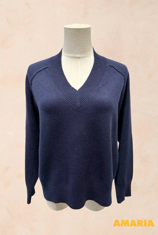 Jersey punto canalé manga larga cuello pico - Viscosa - 1336