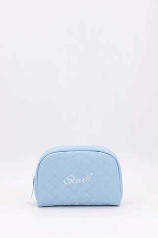 Gewatteerd geborduurd toilettasje voor baby's, ster, blauw