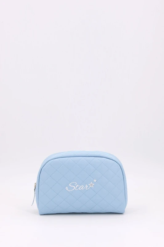 Trousse de toilette brodée matelassée pour bébé, étoile, bleu