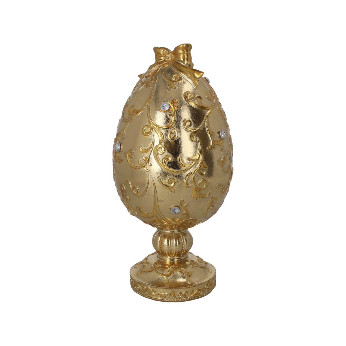Gold resin decorative egg with rhinestones H30 D15