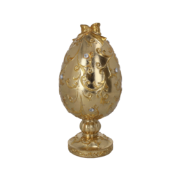 Gold resin decorative egg with rhinestones H30 D15