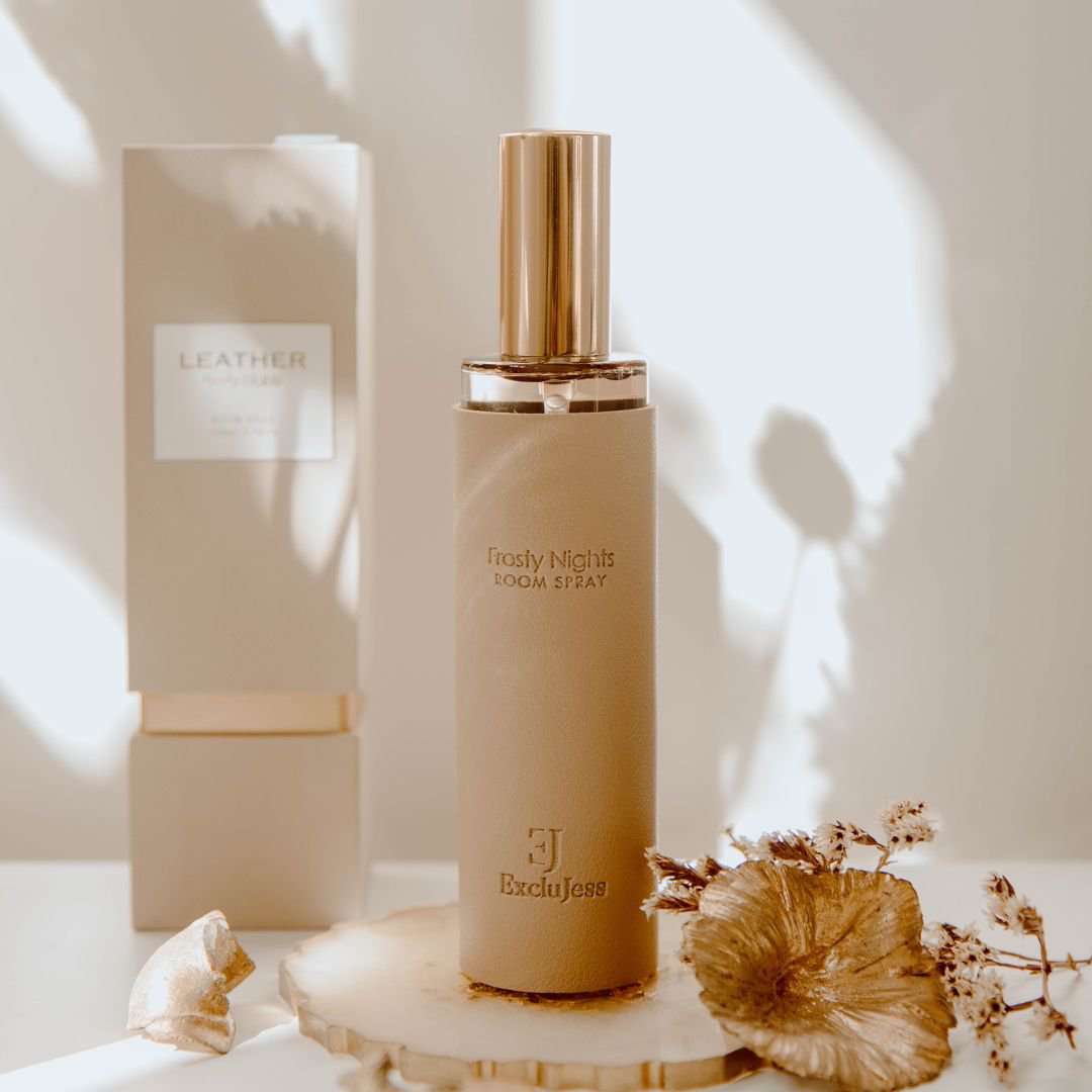 Spray d'ambiance Frosty Nights au toucher cuir caramel