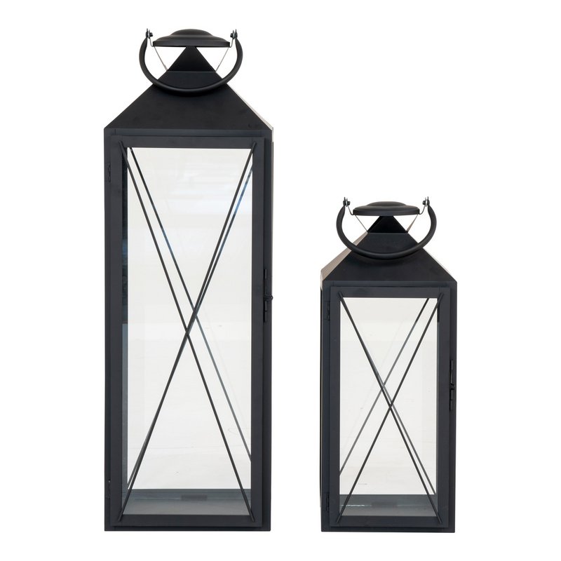 Casa Lantern, set di 2 - Lanterna, acciaio e vetro, nero, set di 2