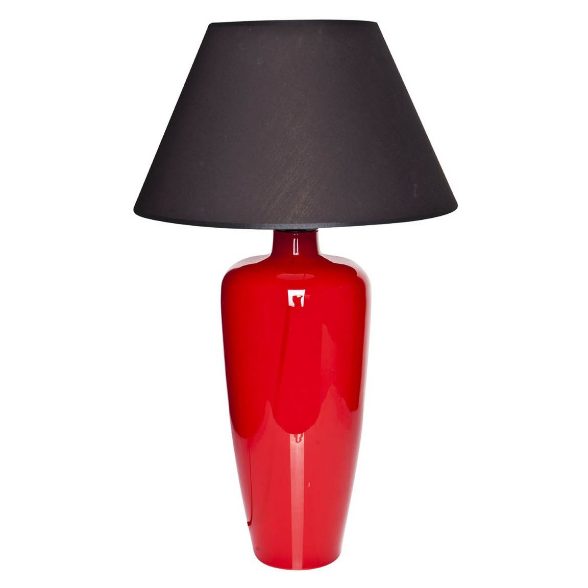 Tischlampe Glas rot schmal mit Lampenschirm schwarz