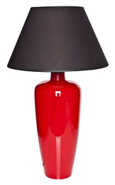 Tafellamp glas rood smal met lampenkap zwart