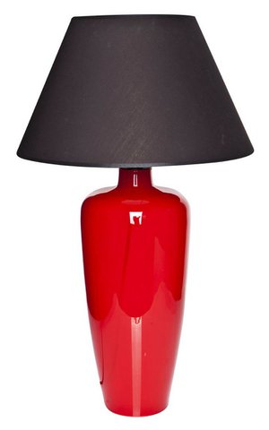 Table lamp glass red narrow with lampshade black