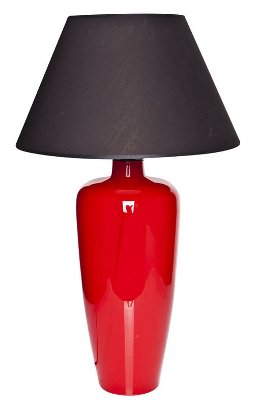 Tischlampe Glas rot schmal mit Lampenschirm schwarz