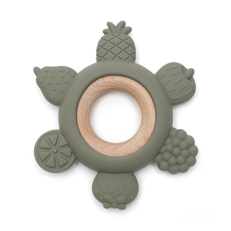 Morbido e duro | Fruit Punch Wood & Silicone Teether | SAGGIO
