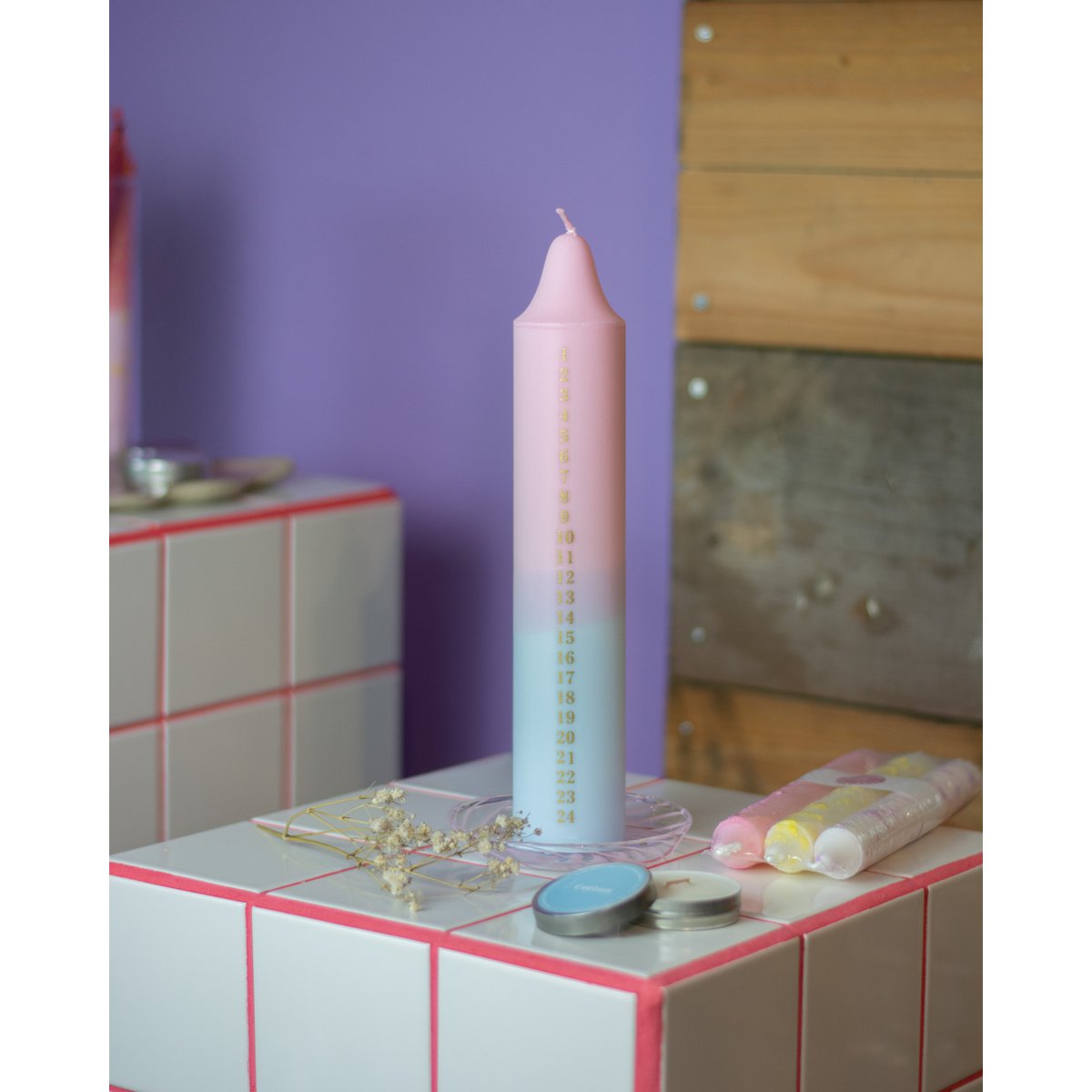 Adventskerze Pastell, Weihnachtskalender