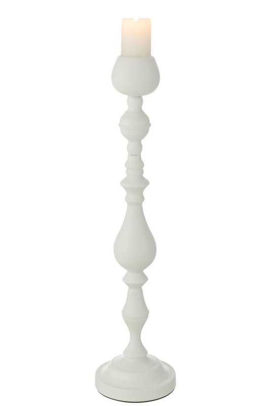 Portacandele J-Line Monarchy in metallo bianco grande