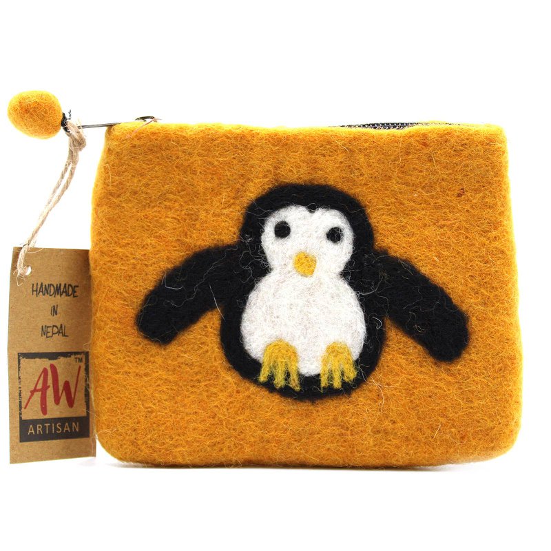 Etui van natuurlijk vilt met ritssluiting (assortiment) - Schattige pinguïn