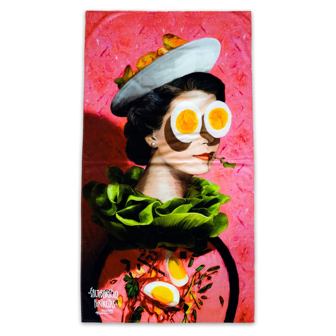 Beach towel Cold Beetroot Soup Portrait - Algis Kriščiūnas