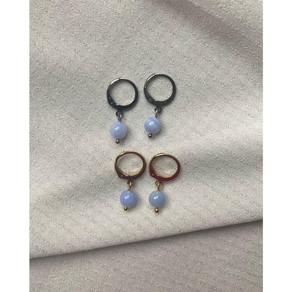 Natural Stone Earrings Stainless Steel gold/silver 'Agate'