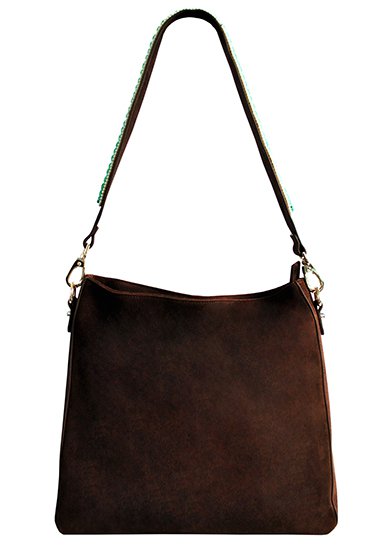 BOHO IBIZA BAG - Tracolla Menta Avorio (70cm) + Borsa Scamosciata (Cacao)