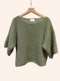 Pull col bateau manches 3/4 en 76% mohair et laine