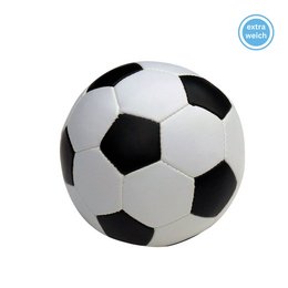 Soft, black and white soccer ball with a diameter of 10 cm, suitable for educational toys.