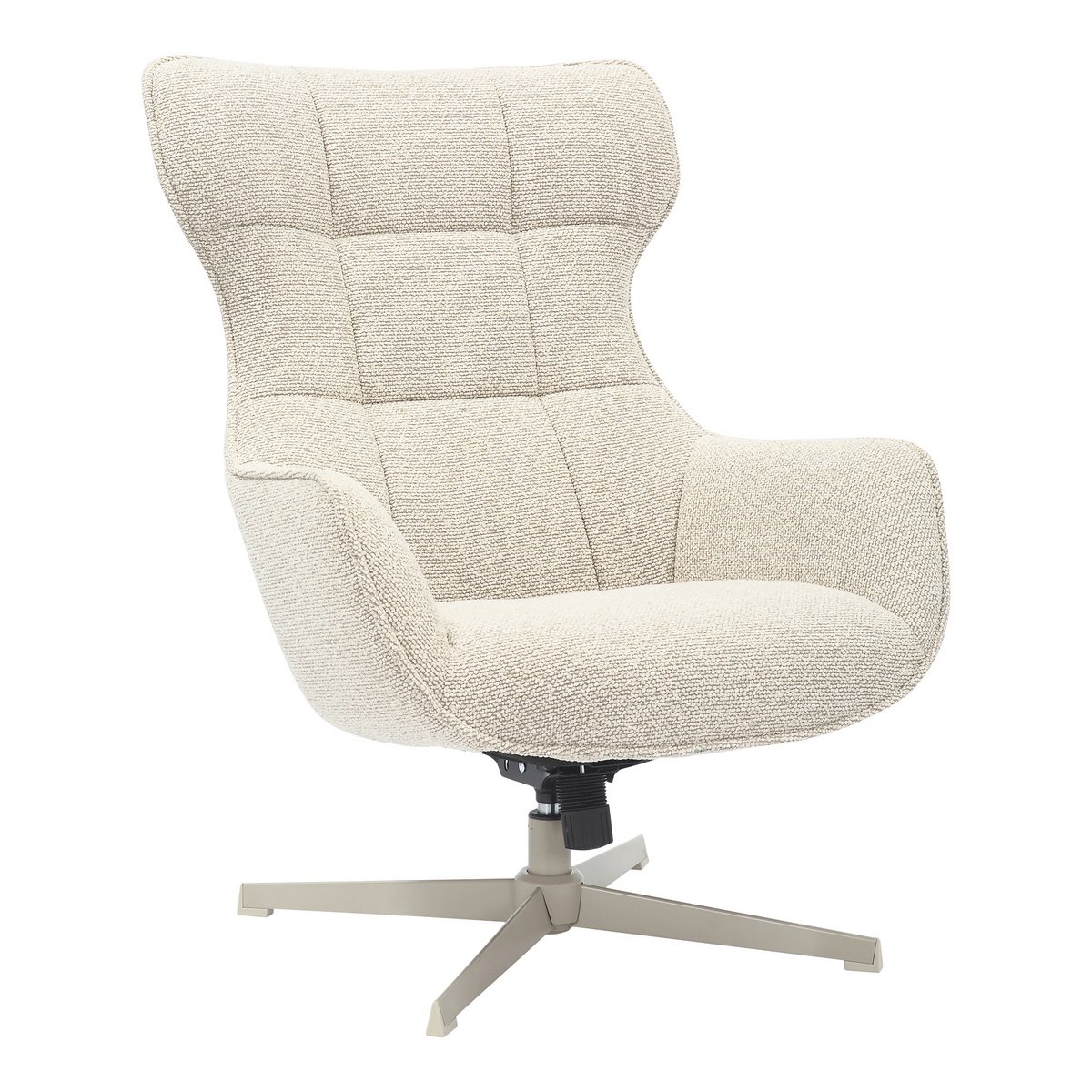 Turin Lounge Chair met draaifunctie - Grijs, Staal/Stof/Multiplex, 76x86x100 cm