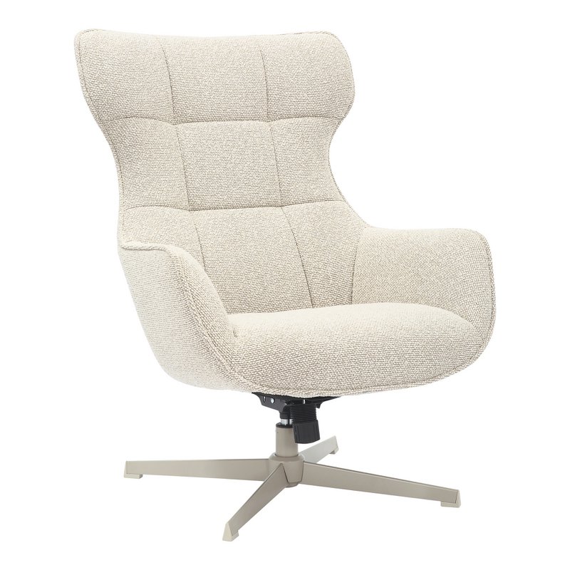 Turin Lounge Chair met draaifunctie - Grijs, Staal/Stof/Multiplex, 76x86x100 cm