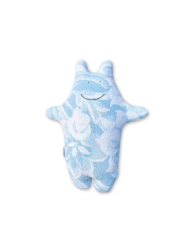 Peluche ippopotamo - Coperta di lana vintage - Fiori blu