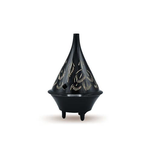 Brass Pyali Black Incense Burner with Engravings - Set of 4