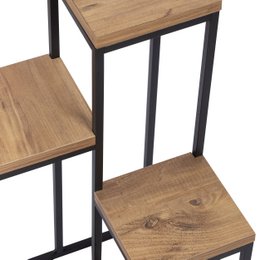 Portapiante in metallo con etageres in legno di Naturn Living | Piante Etagere | Portaspezie | Fioriera da interno - esterno | Supporto per piante | Colonna vegetale | nero opaco