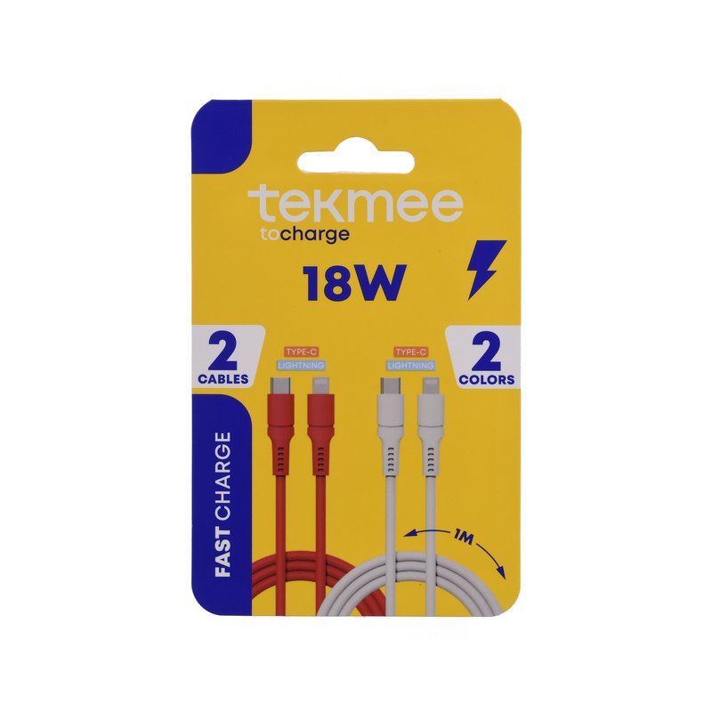 Conjunto de 2 cables de tipo de tipo en Lightning - Carga rápida 18W