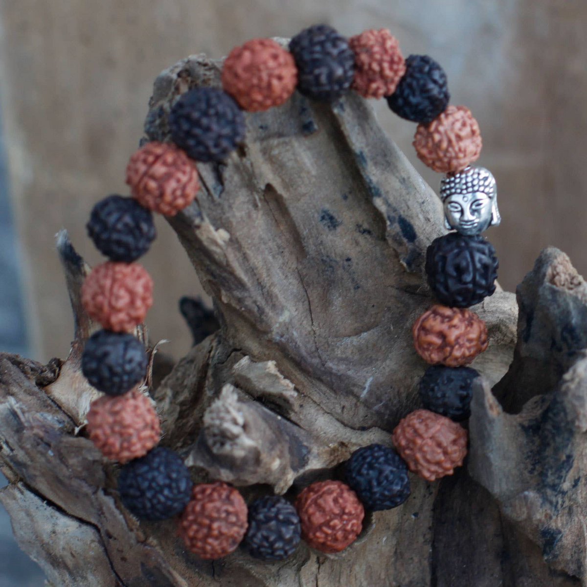 Rudr-07 - Rudraksha Buddha Bangle Mala - Mix