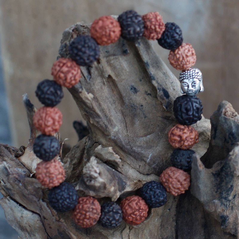 Rudr-07 - Brazalete Buda Rudraksha Mala - Mix