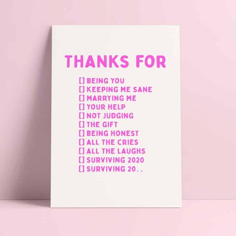 Riso print Thanks for being you, marrying me , surviving 20....