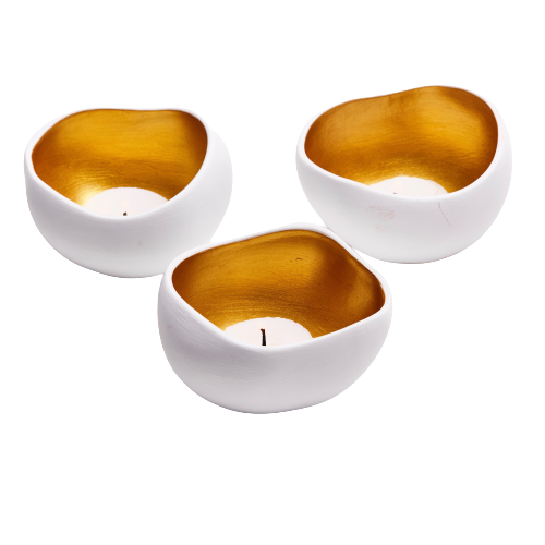 Kerzenhalter 3er-Set – GOLD-Teelichthalter