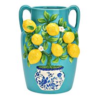 Vase with 3D lemon decor made of ceramic, colorful (W/H/D) 20x26x20cm