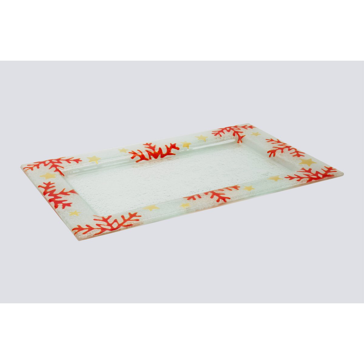 Xmas Tray Small 35x21 White Red Snow Flakes