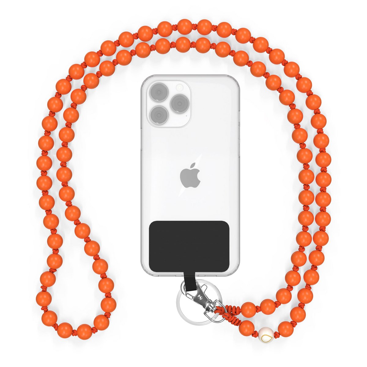 Cadena para teléfono móvil universal, cuentas de madera, hecha a mano - The Orange