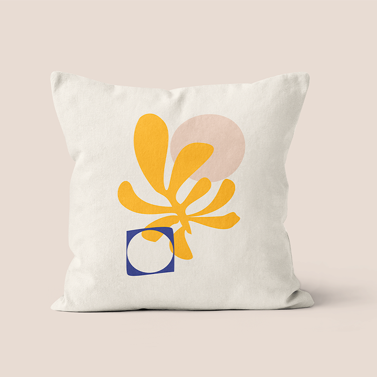 Yellow polyester decorative cushion 40x40cm 40x67cm Amélie model