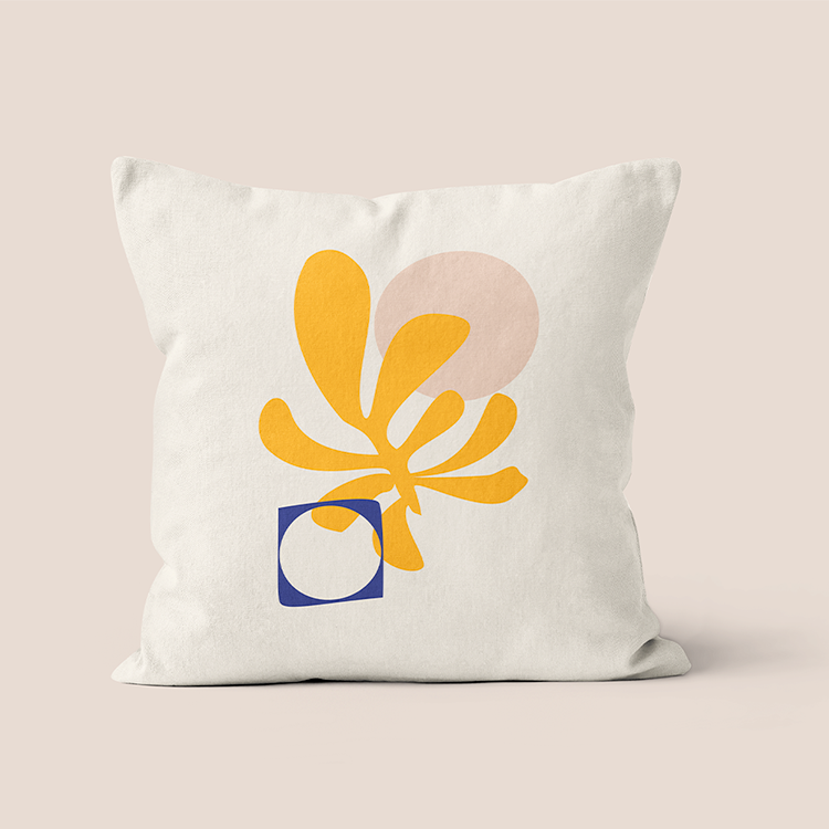 Yellow polyester decorative cushion 40x40cm 40x67cm Amélie model