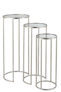 J-Line bijzettafel Leo Spiegel - ijzer - zilver - 3 stuks
