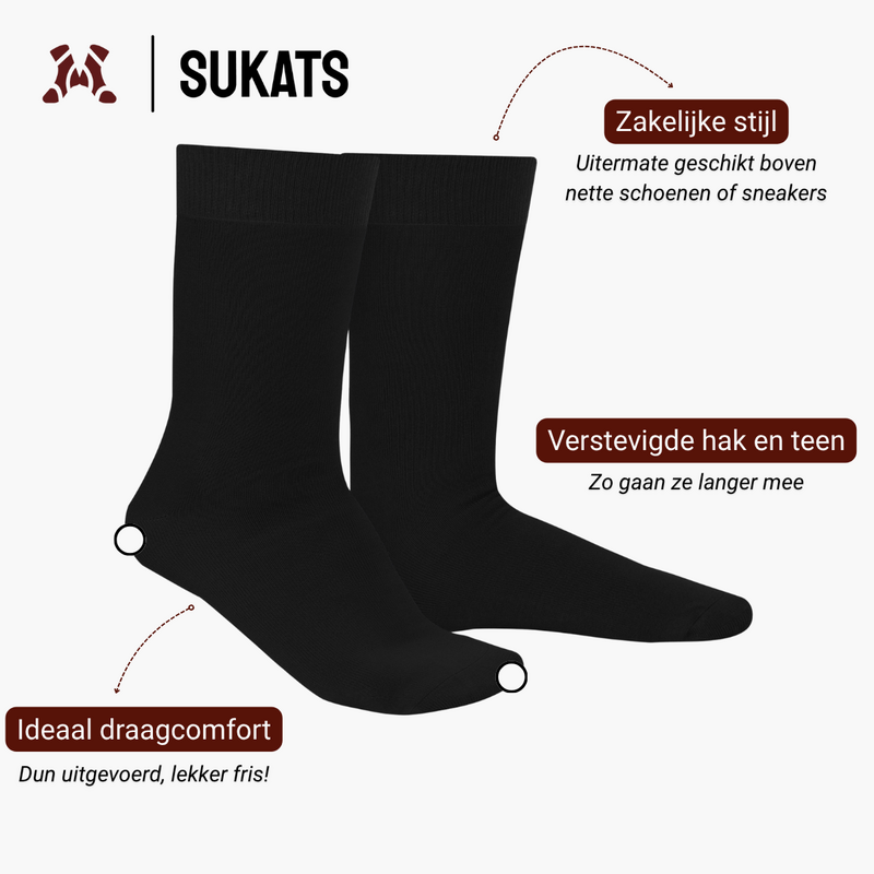 Sukats® 6 par eleganckich, bawełnianych skarpetek na co dzień | Bez szwu | Schludne skarpetki męskie i damskie | Czarny lub niebieski | Wiele rozmiarów