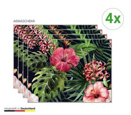 Tropikalne kwiaty hibiskusa - podkładka | Podkładki winylowe premium 40 x 30 cm - 4 sztuki - wytrzyj do czysta