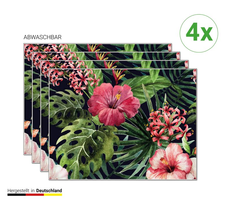 Fiori di ibisco tropicali - Tovaglietta | Tovagliette in vinile premium 40 x 30 cm - 4 pezzi - lavabili con un panno