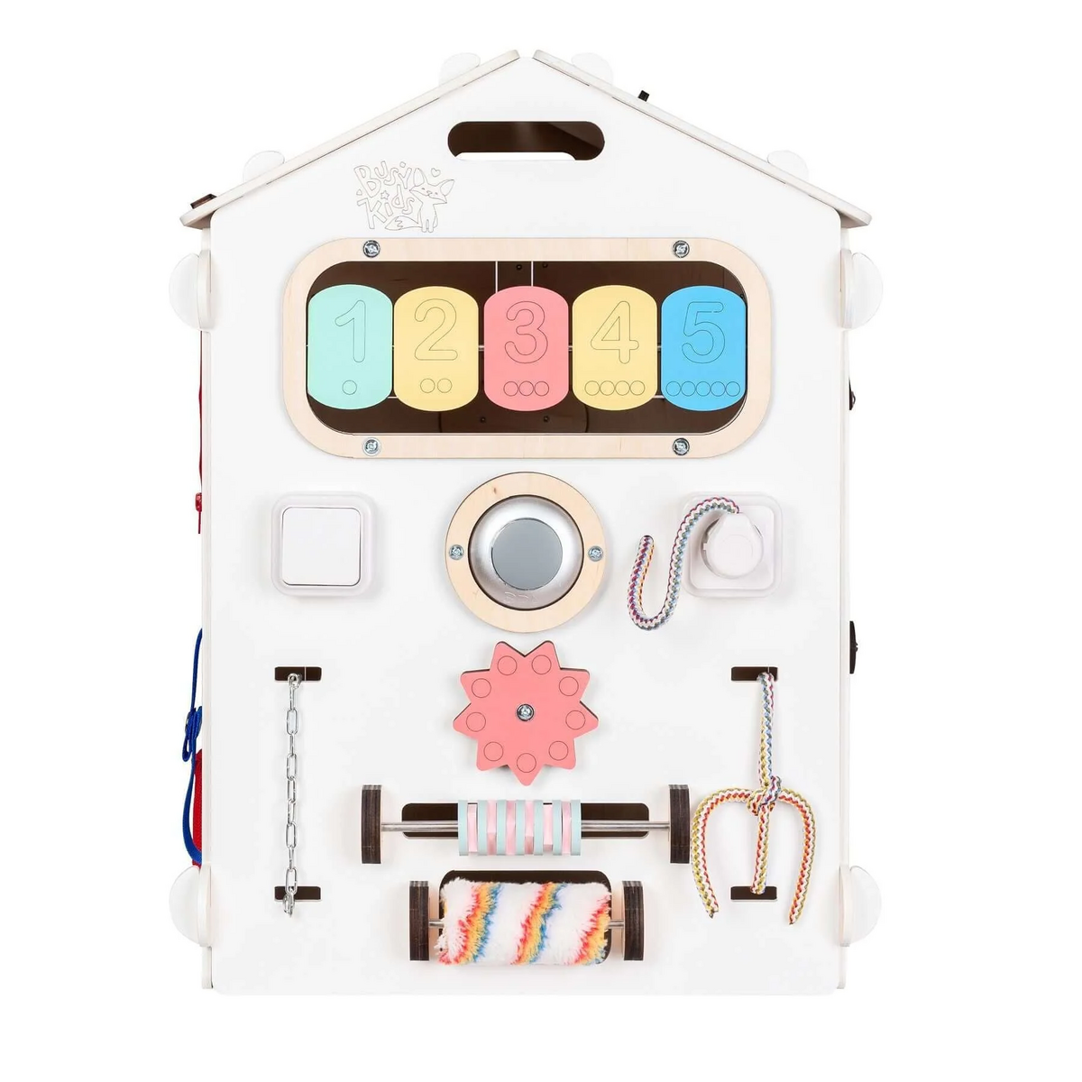 Set - BusyBoard huisje wit en creatieve kubus