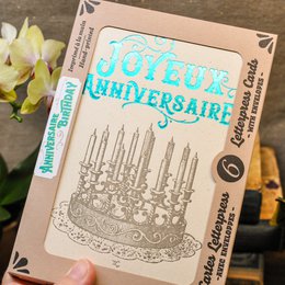 Box of 6 Birthday Letterpress Cards (with envelopes)