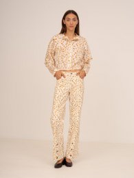 White Deer Print Denim Jeans