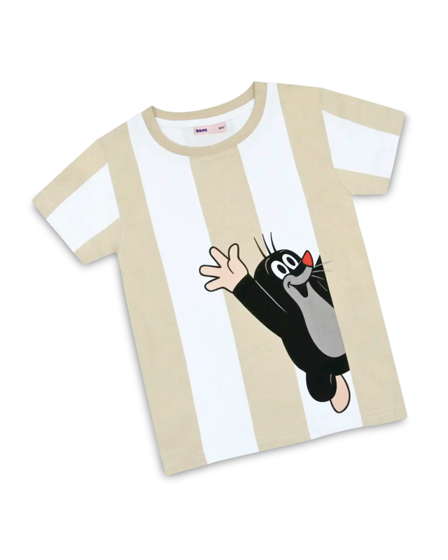 koaa – La Petite Taupe « Guck Guck » Stripes – T-Shirt blanc/marron