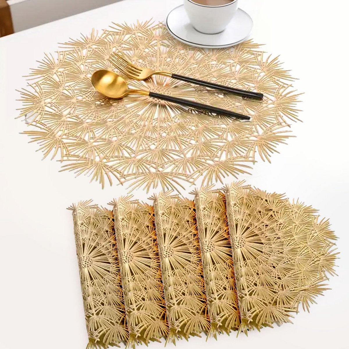 Tischsets | Tisch PVC hitzebeständig rund | 6er-Set